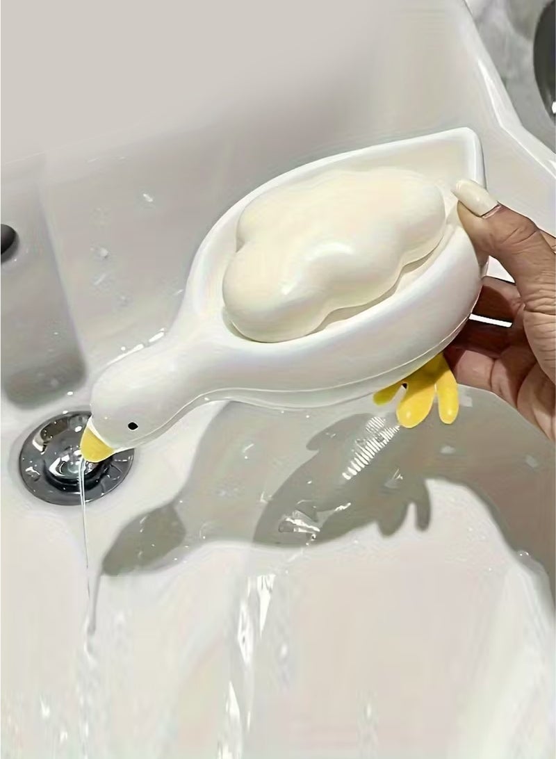 Arabash Duck-Shaped Soap Box, Oval Bathroom Drain Tray with Anti-Puddle Design, 4-Season Gift for Creativity & Practicality – Also a Small Item Organizer - Image 1